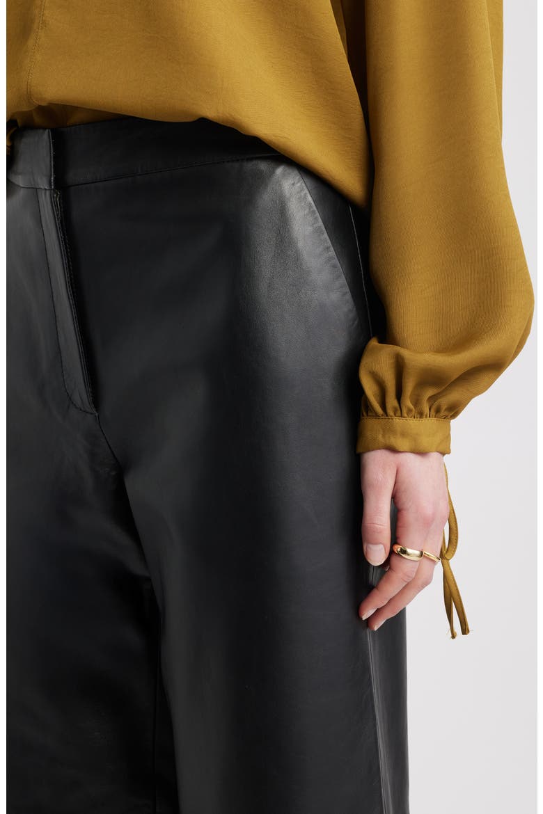 Wide Leg Leather Pants, Alternate, color, BLACK