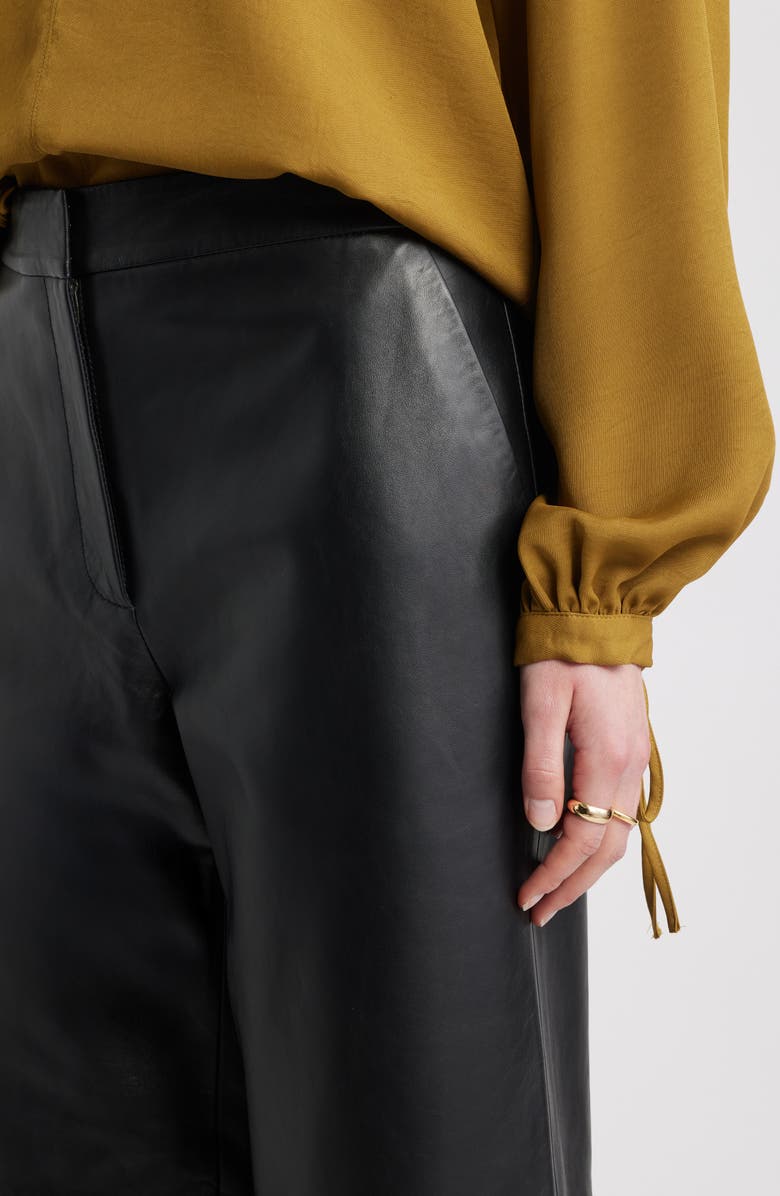 Nordstrom Wide Leg Leather Pants, Alternate, color, Black