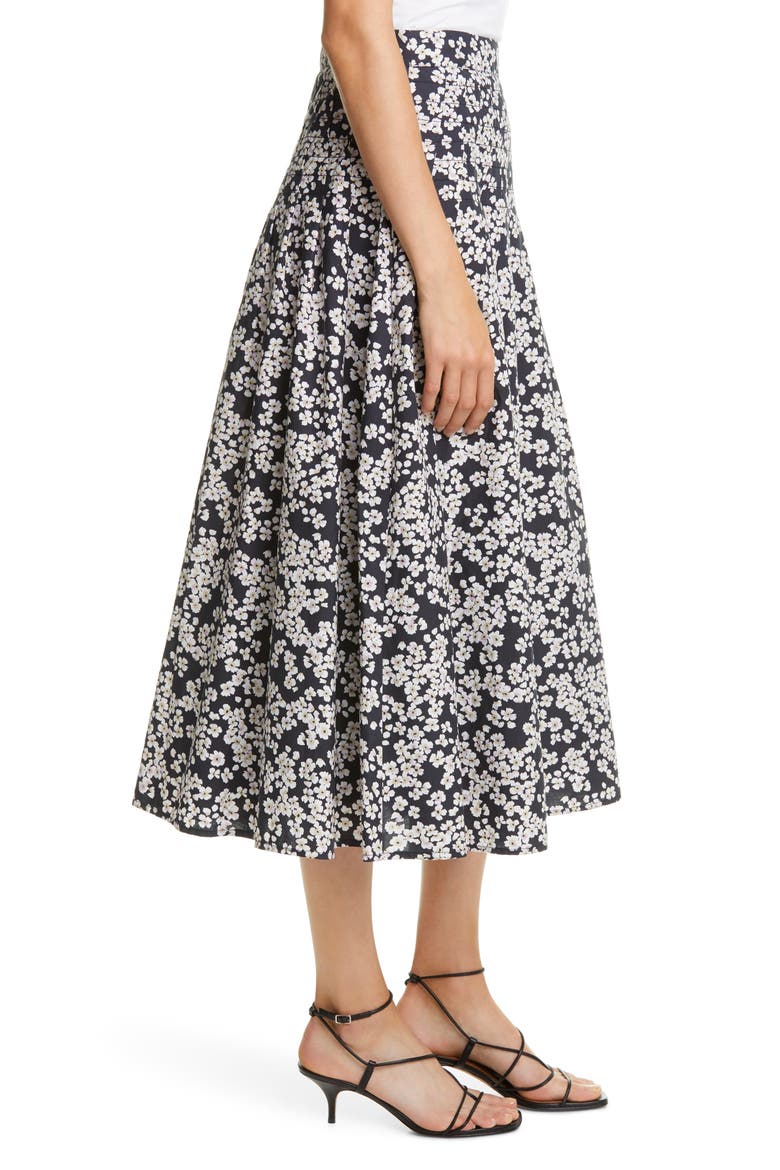 Harper Floral Pleated A-Line Midi Skirt, Alternate, color, BLACK/LAVENDER PRINT