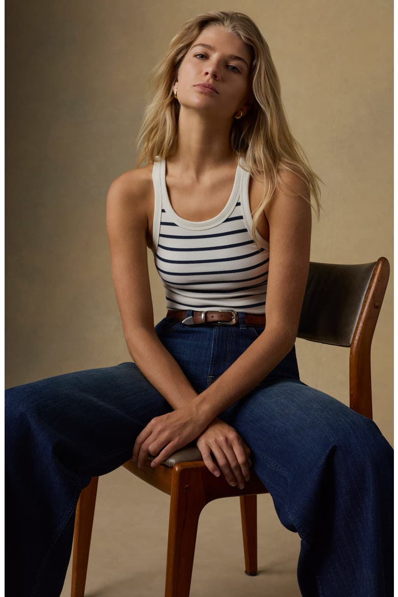 Surfside Stretch Organic Cotton Rib Tank, Alternate, color, SALT AIR STRIPE
