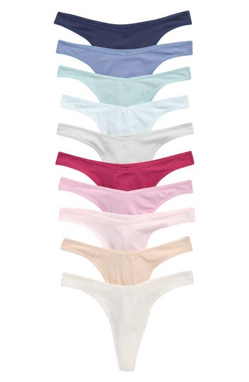 Nordstrom Rack Assorted 10-pack Stretch Cotton Thongs In Multi