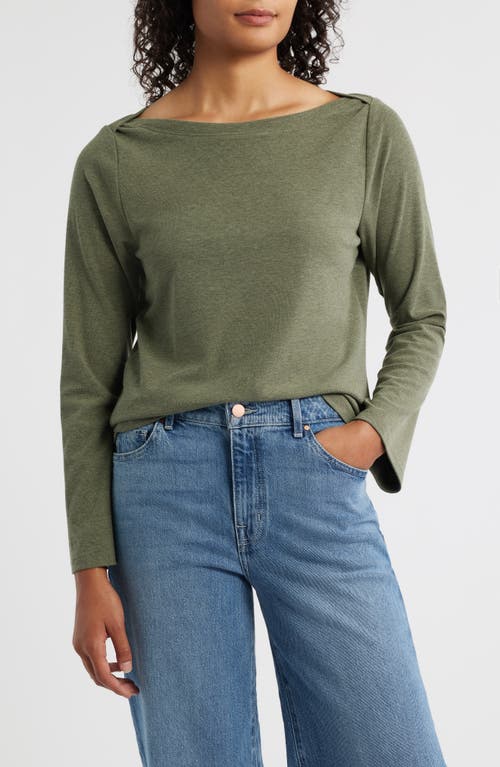 Wit & Wisdom Boat Neck Long Bell Sleeve T-shirt In Green