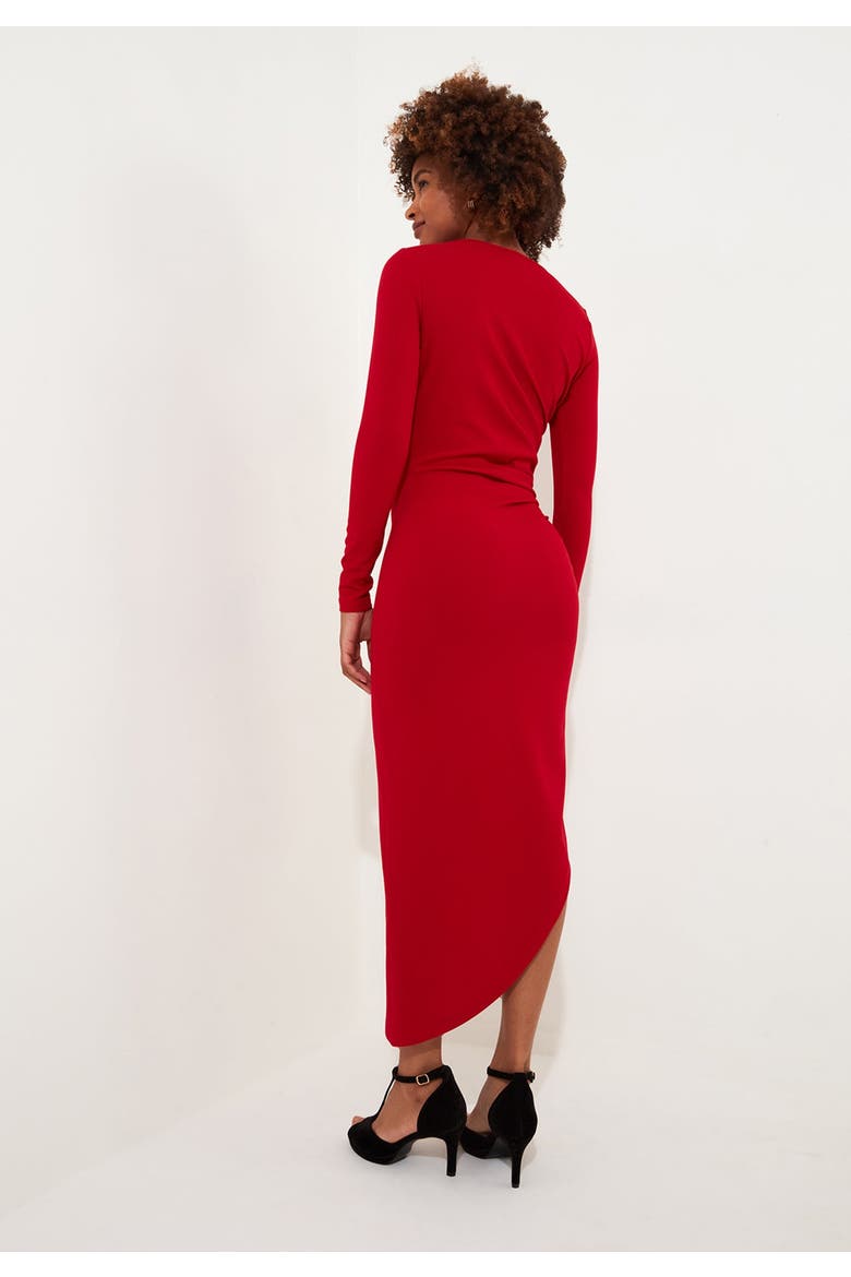 Asymmetrical Midi Dress, Alternate, color, CLASSIC RED