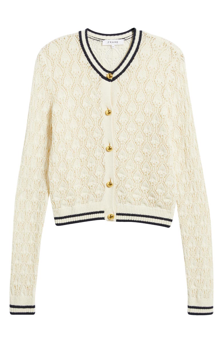 FRAME The Rookie Open Stitch Cardigan, Alternate, color, Cream Multi