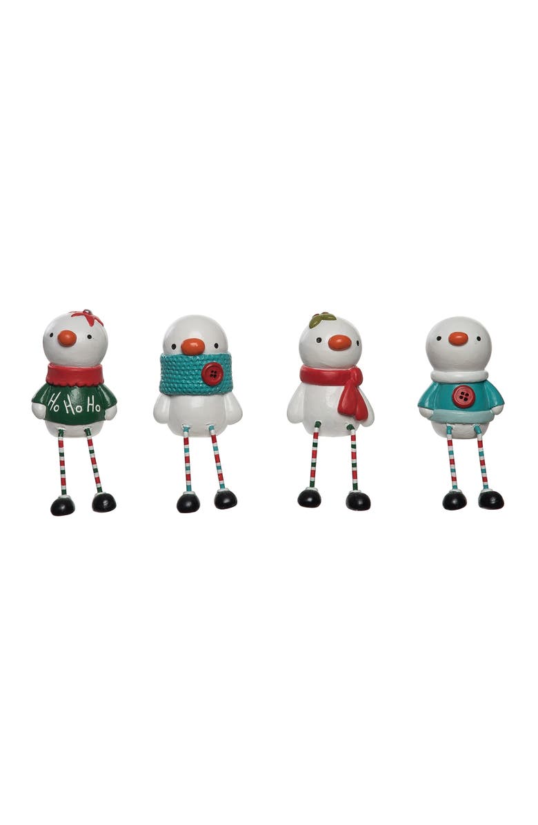 Transpac Christmas Resin Snowman Sitter Set of 4 Home Decorations, Main, color, 