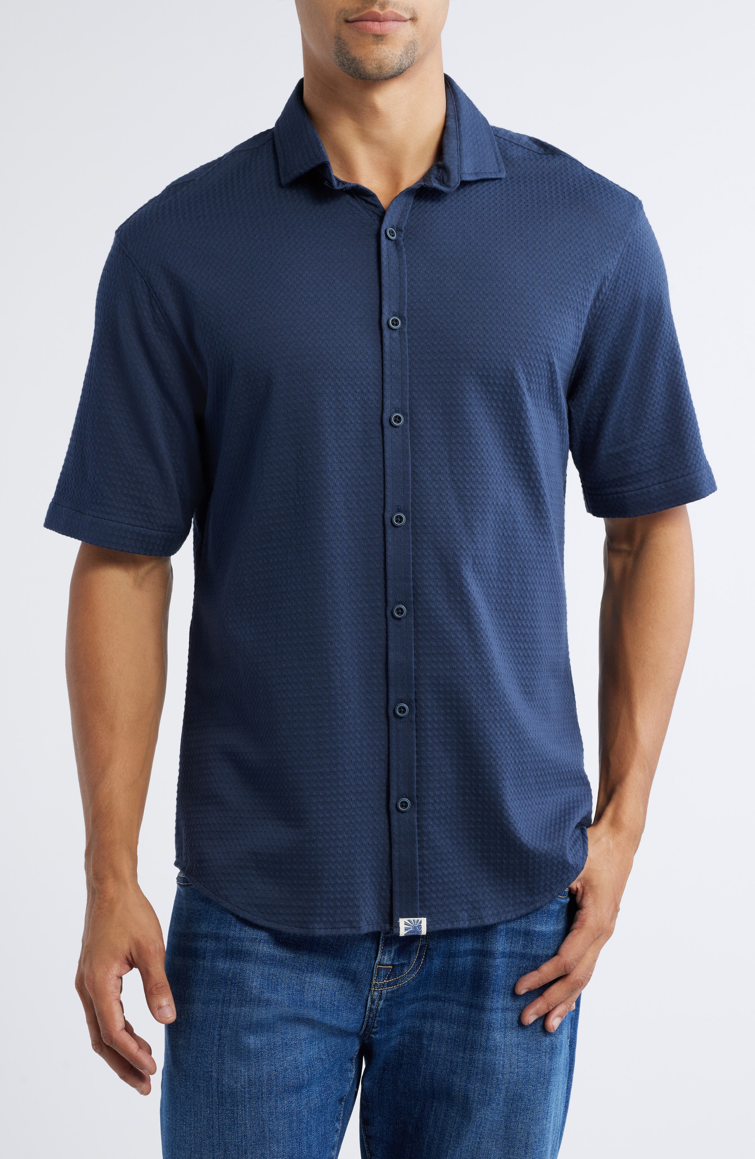Surfsucker Knit Short Sleeve Button-Up Shirt - image 5