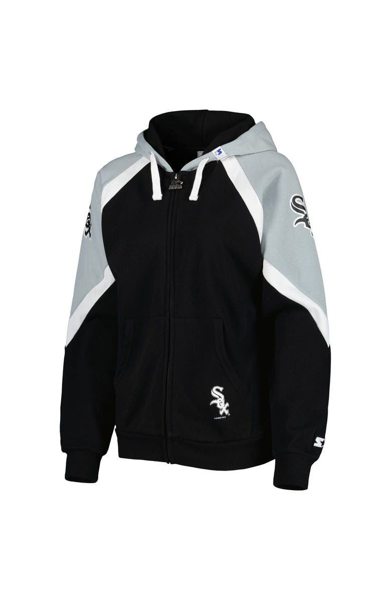 STARTER Women's Starter Black/Silver Chicago White Sox Hail Mary Full-Zip Hoodie, Alternate, color, Black