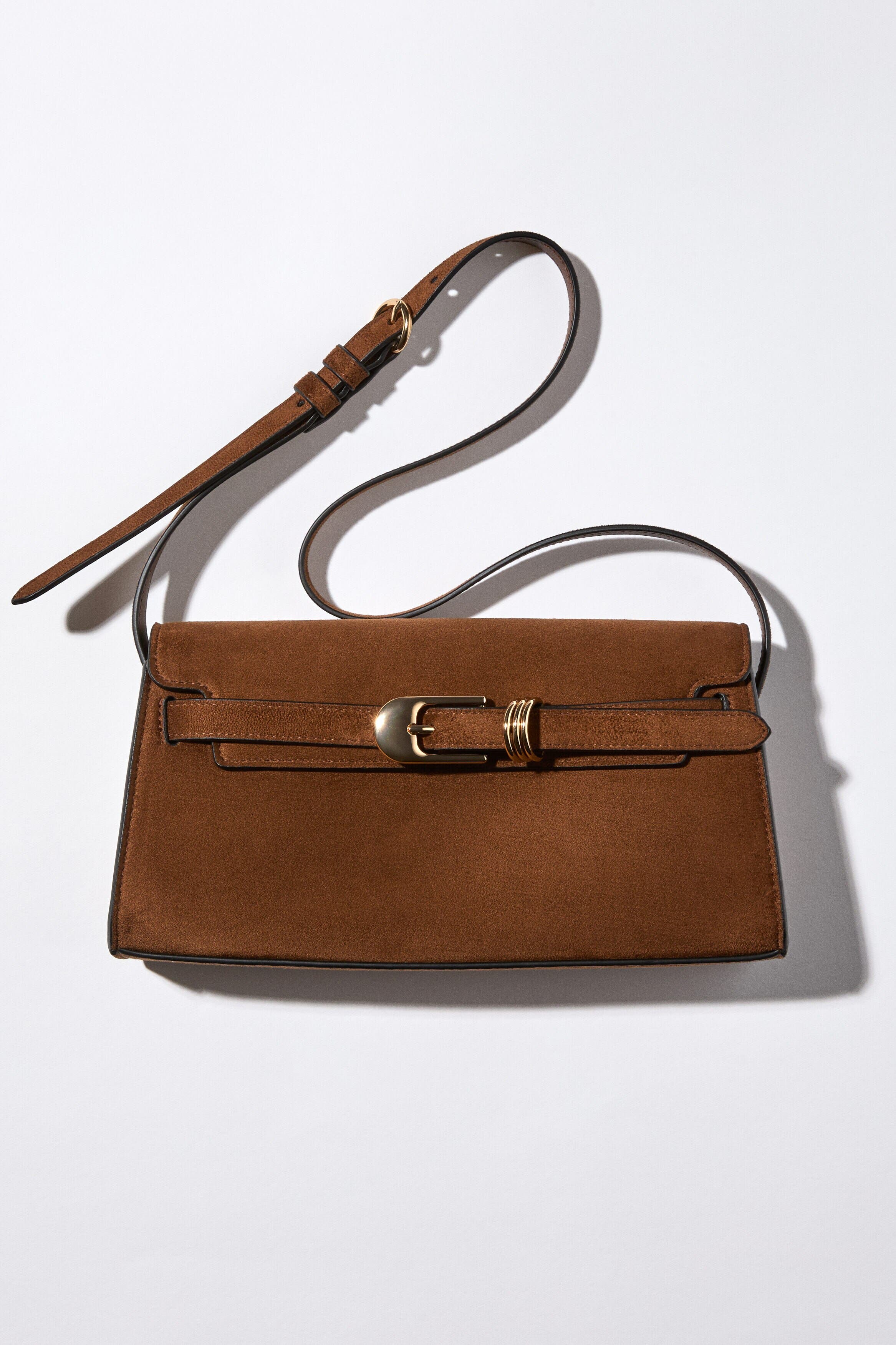 Strap-detail Shoulder Bag, Alternate, color, Brown