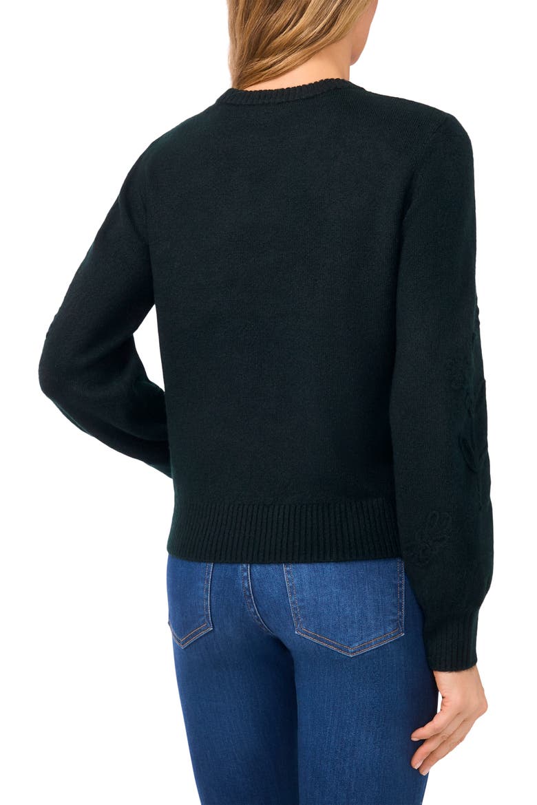 Embroidered Floral Sweater, Alternate, color, RICH PINE