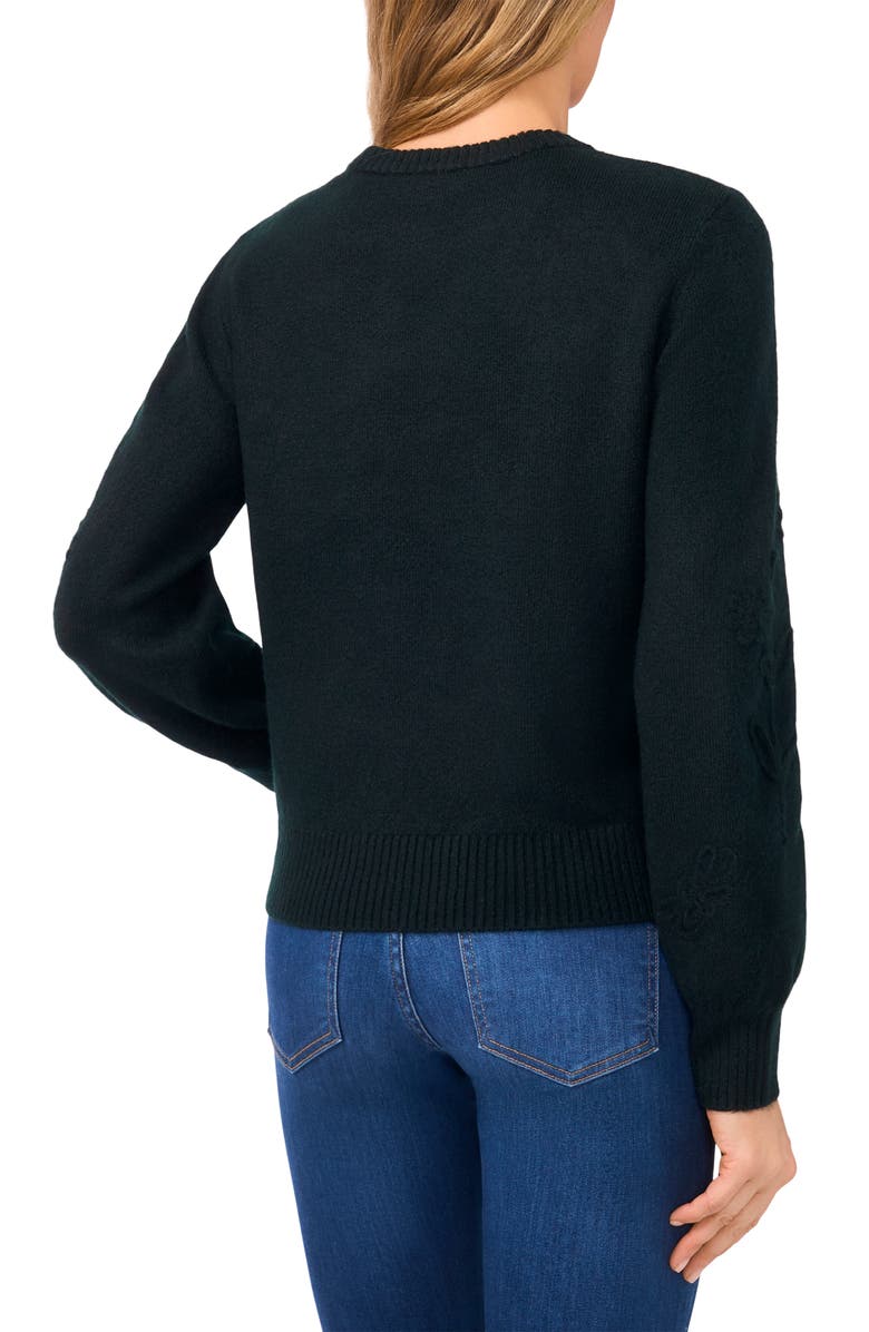 Ted Baker Embroidered Floral Sweater, Alternate, color, Rich Pine