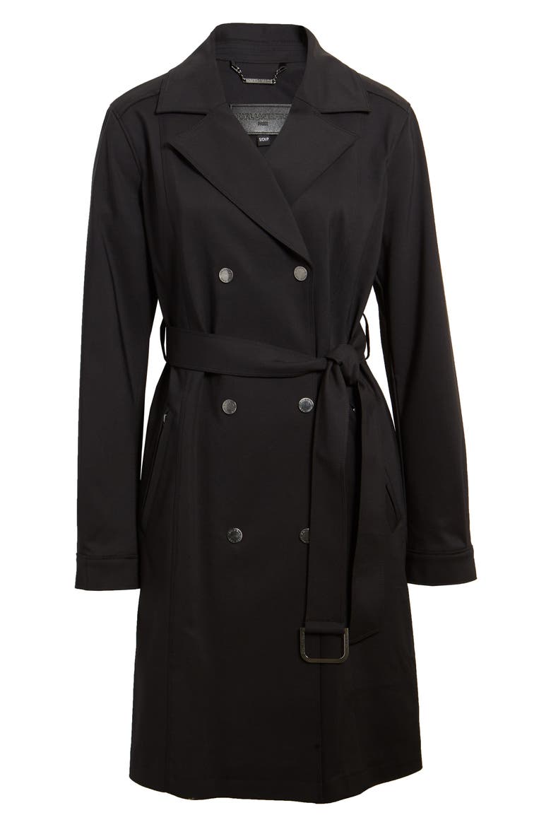 Double Breasted Trench Coat, Main, color, BLACK
