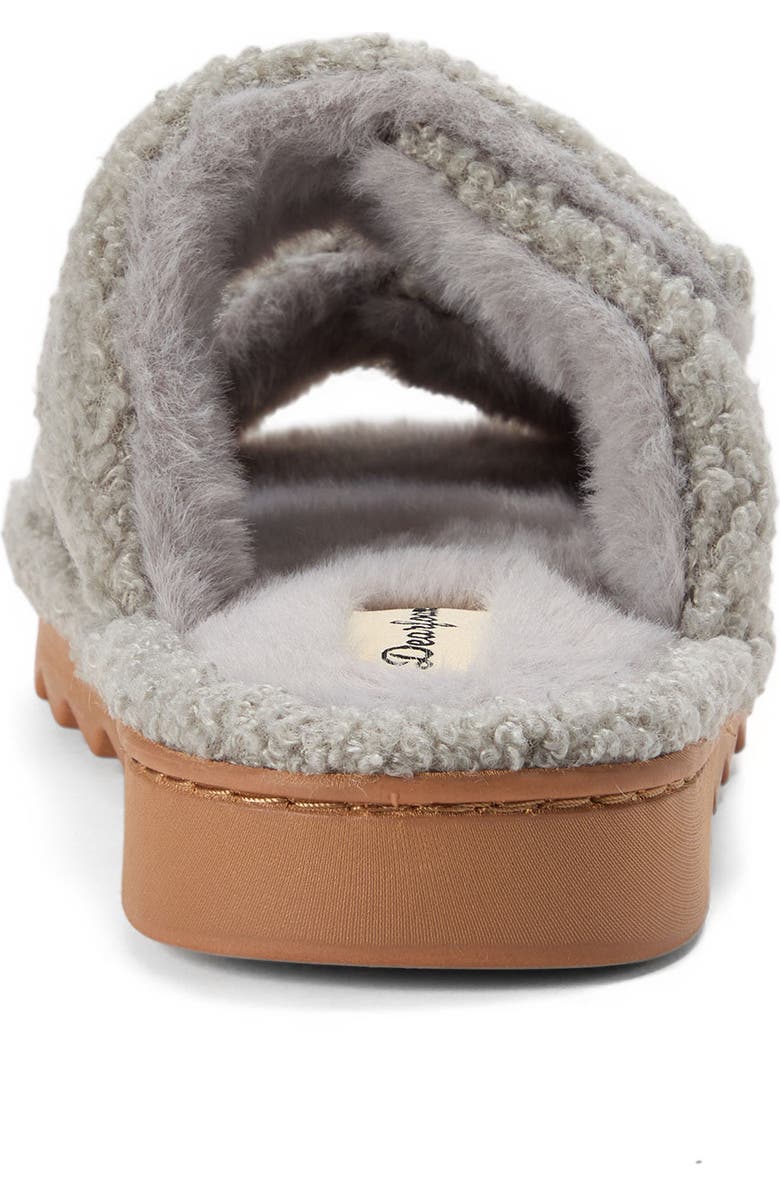 DEARFOAMS Regina Teddy Double Band Slide Slipper, Alternate, color, Sleet