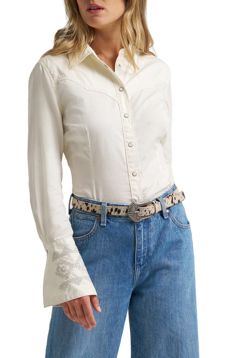 Western Bell Shirt, Alternate, color, EGRET