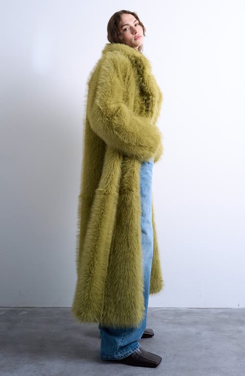 Topshop Longline Faux Fur Coat In Multi