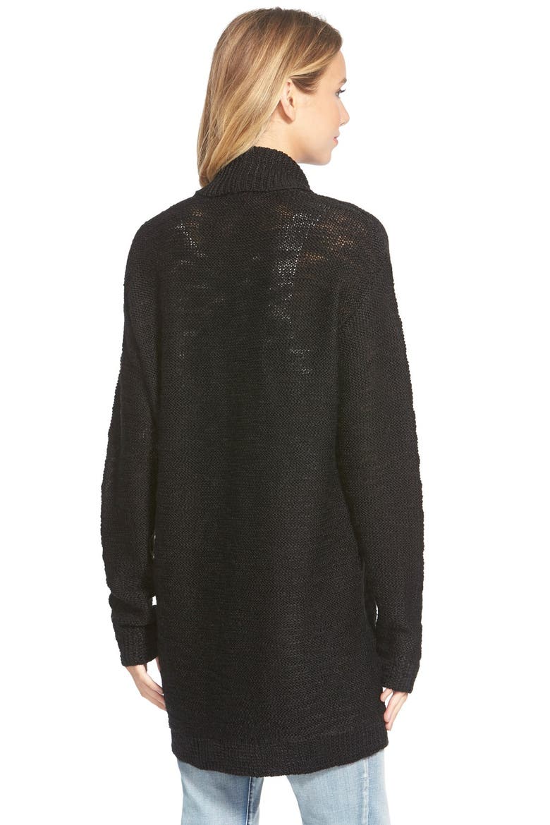 Open Front Slub Cardigan, Alternate, color, BLACK THEO MARL