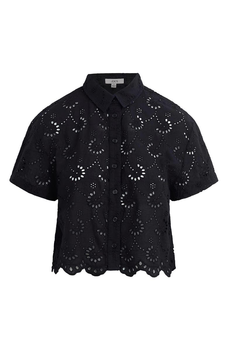 Joe's Sheer Crop Cotton Broderie Anglaise Button-Up Shirt, Alternate, color, Black