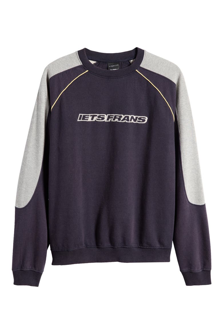 Colorblock Cotton Graphic Sweatshirt, Alternate, color, NAVY