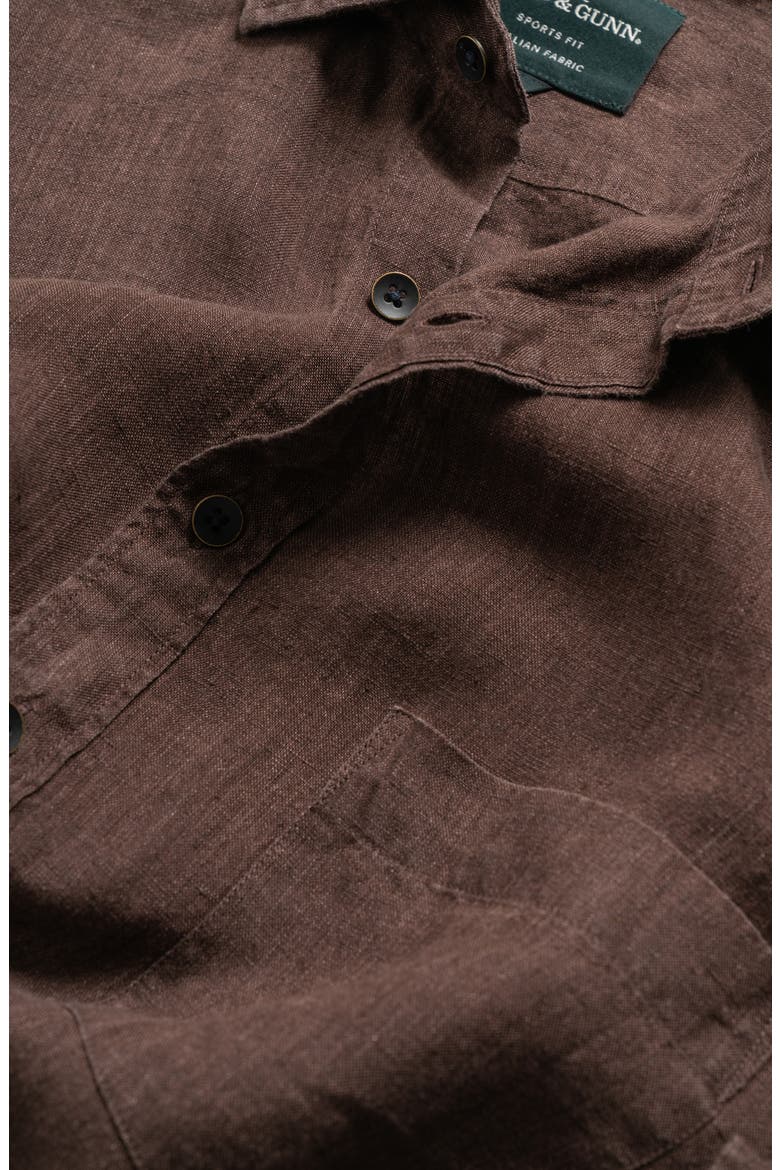 Coromandel Button-Up Linen Shirt, Alternate, color, COCOA