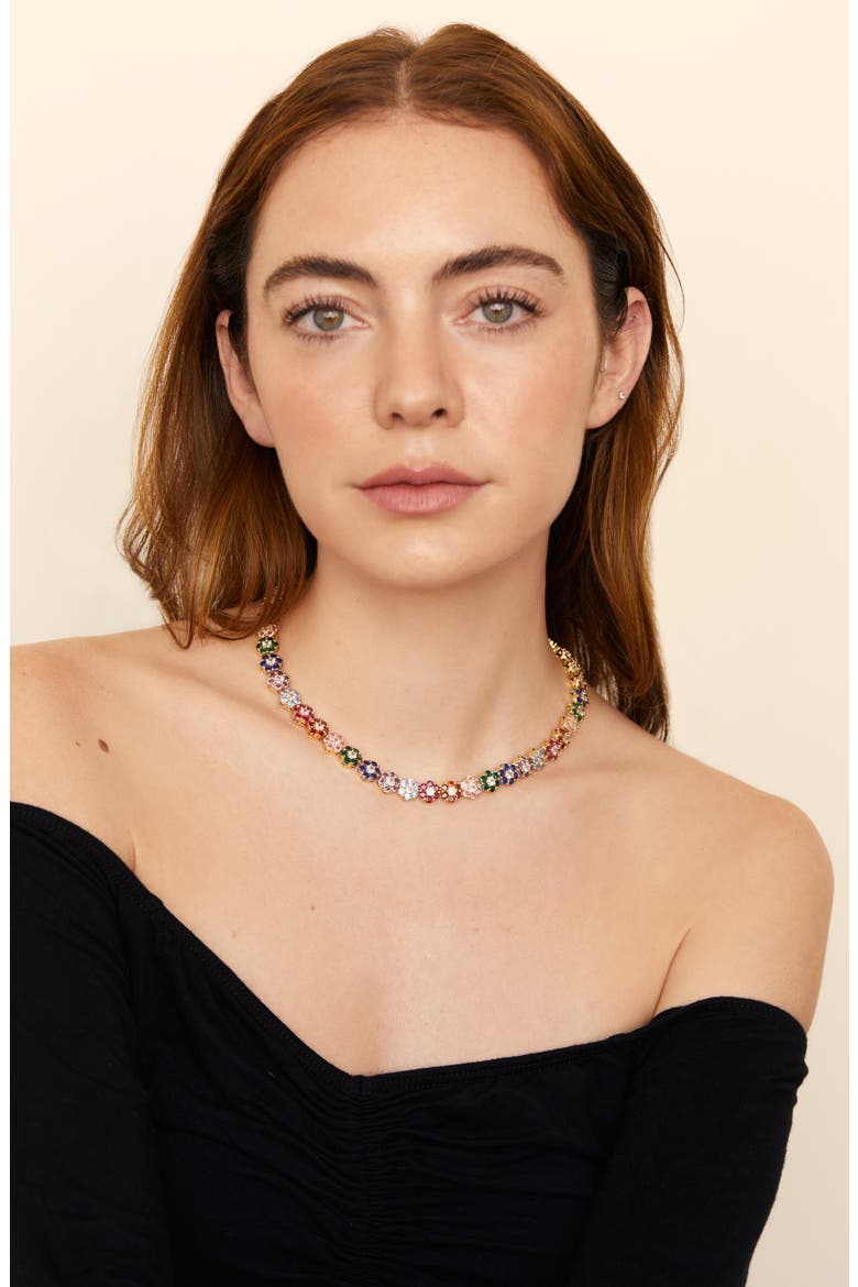 Orla Zircon Flower Collar Necklace, Alternate, color, GOLD MULTI