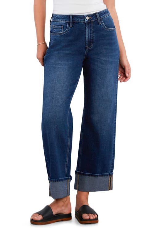 High Waist Cuff Wide Leg Jeans