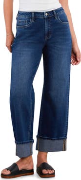 HINT OF BLU High Waist Cuff Wide Leg Jeans