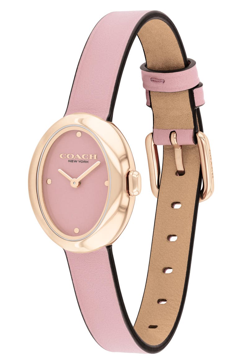 Sammy Leather Strap Watch, 22.5mm, Alternate, color, PINK