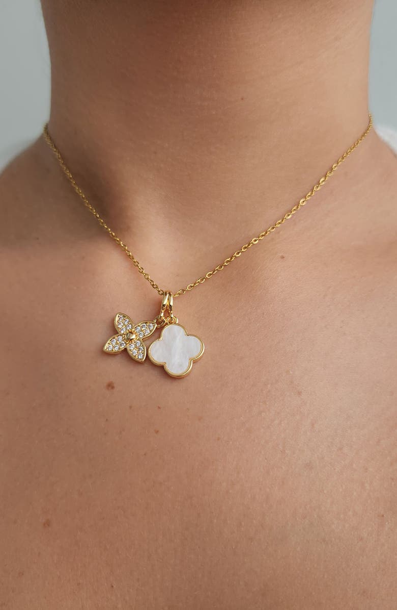 Adornia Pavé CZ Clover Pendant Necklace, Alternate, color, White