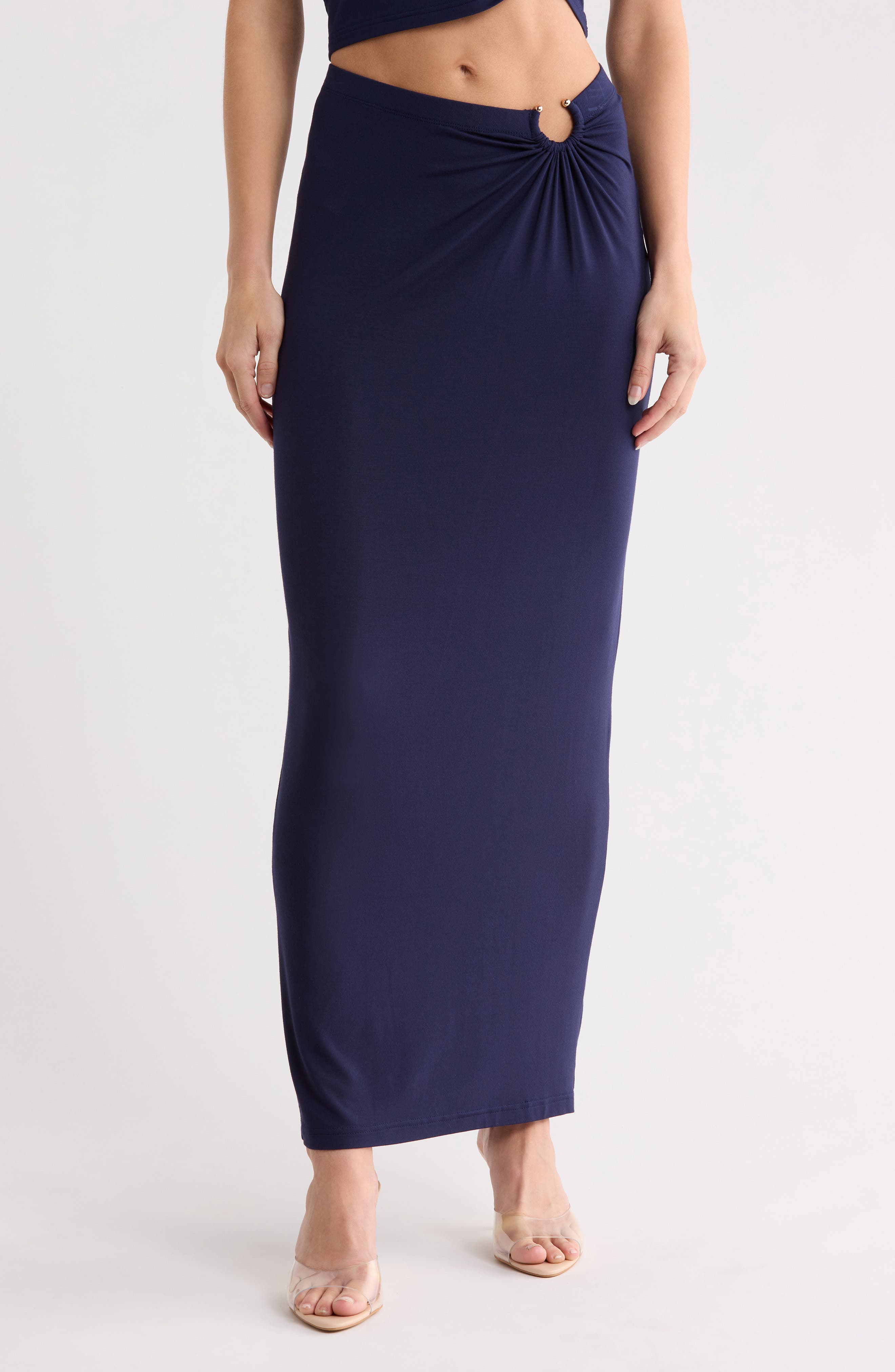 Ruched Jersey Maxi Skirt