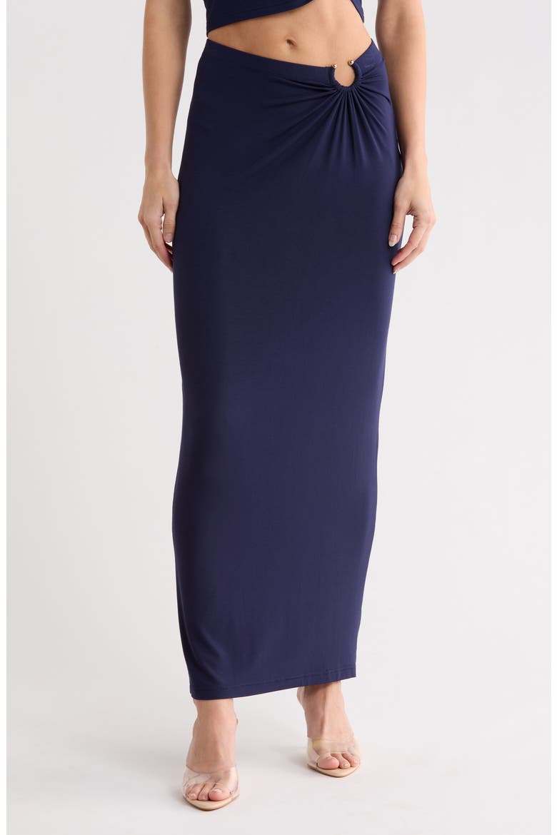 Ruched Jersey Maxi Skirt, Main, color, HORIZON INK