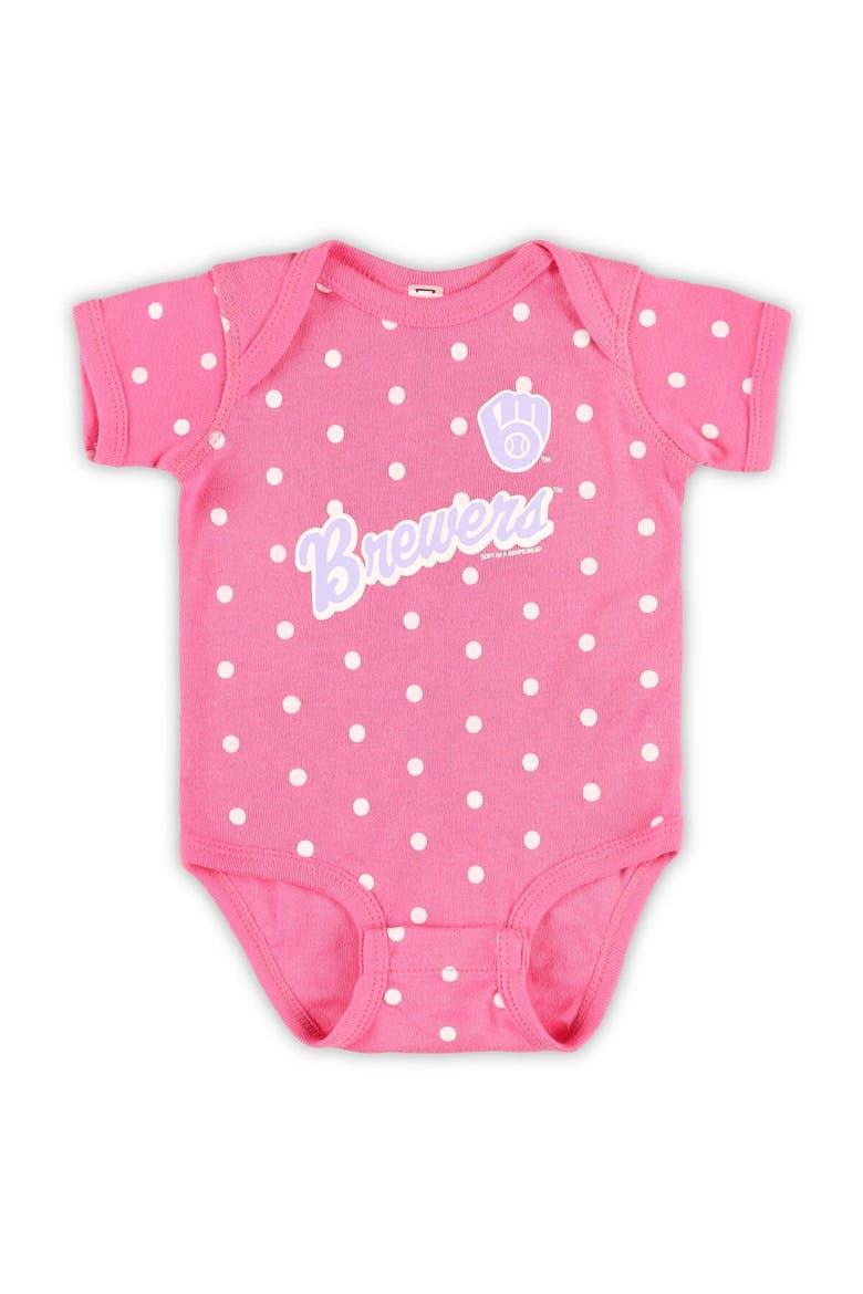 Infant Soft as a Grape Pink/Purple Milwaukee Brewers Rookie Creeper 3-Pack, Alternate, color, Pink
