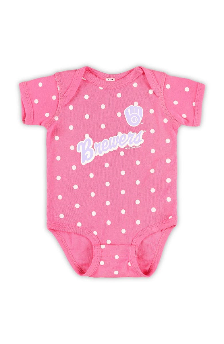 SOFT AS A GRAPE Infant Soft as a Grape Pink/Purple Milwaukee Brewers Rookie Creeper 3-Pack, Alternate, color, Pink