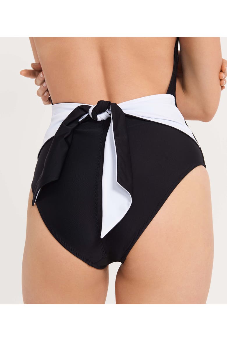 The Tie Front One Piece, Alternate, color, Black