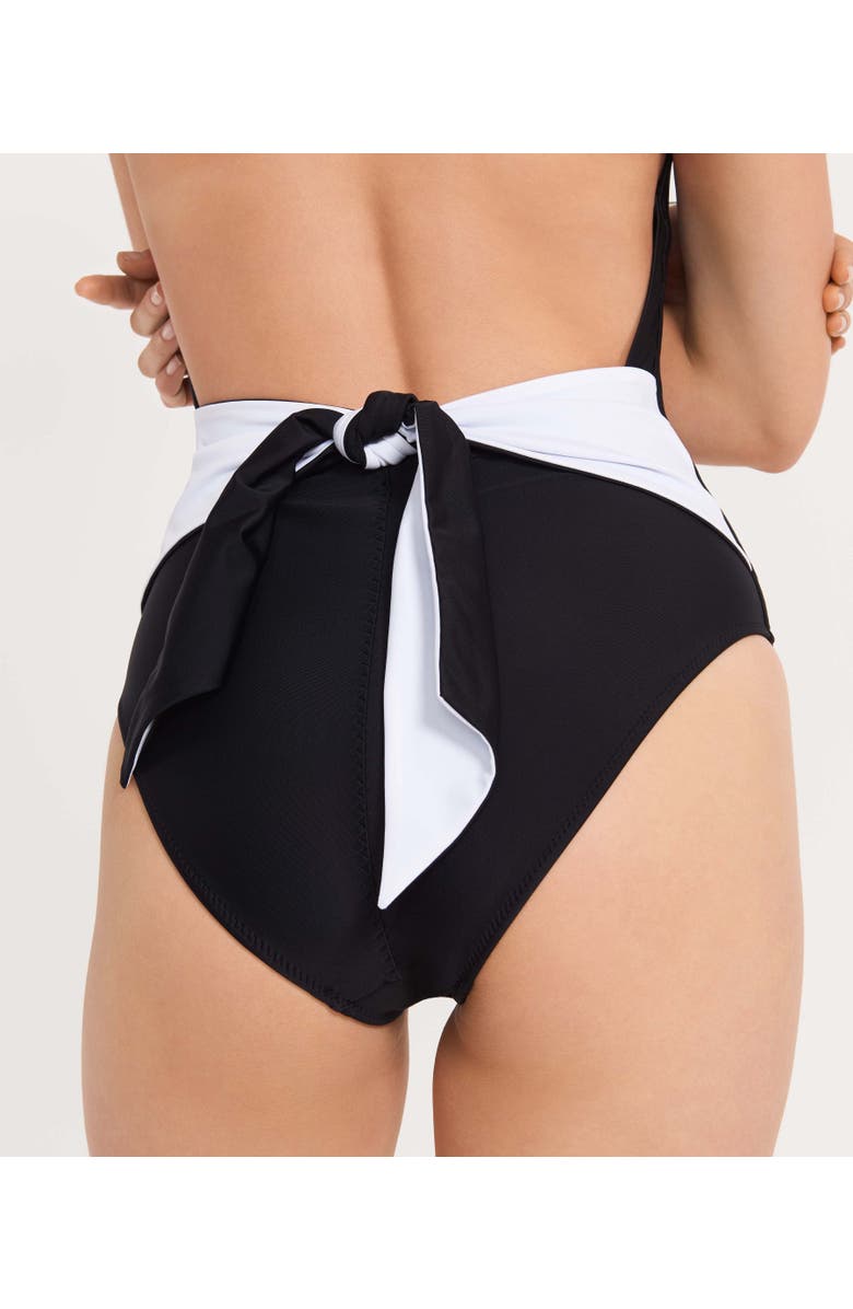 Ansea The Tie Front One Piece, Alternate, color, Black