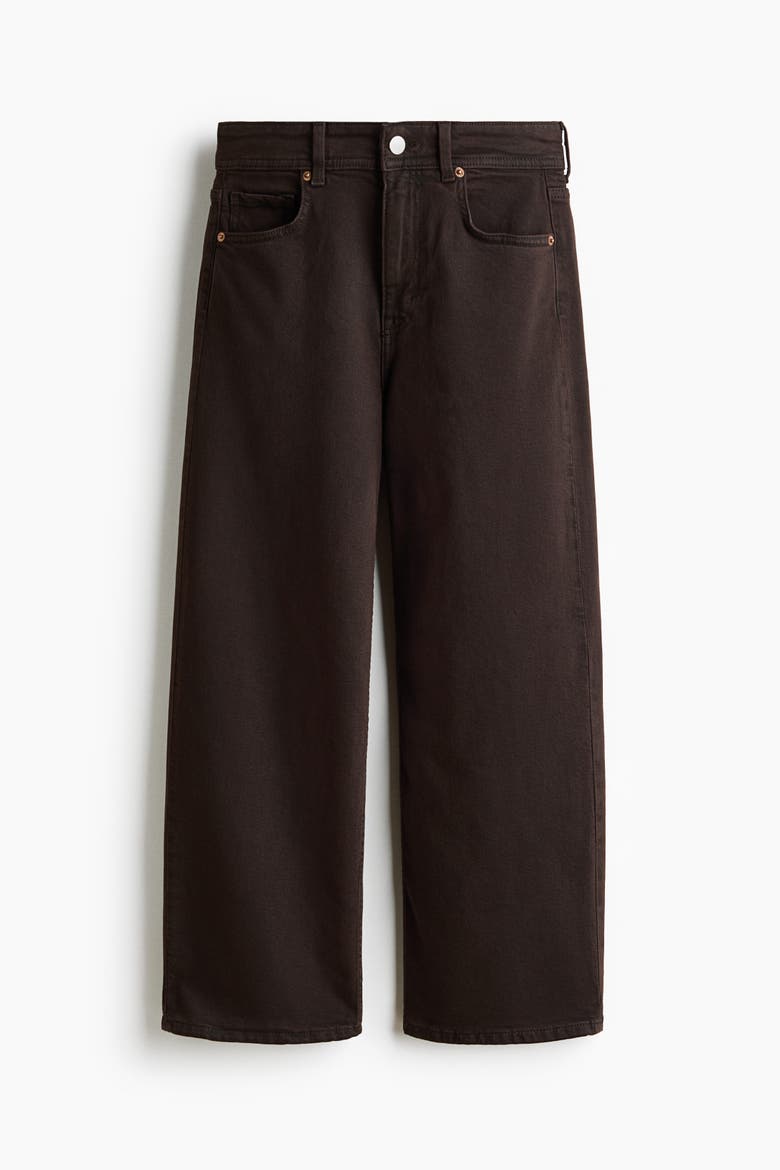 Wide High Waist Ankle Jeans, Alternate, color, Dark brown