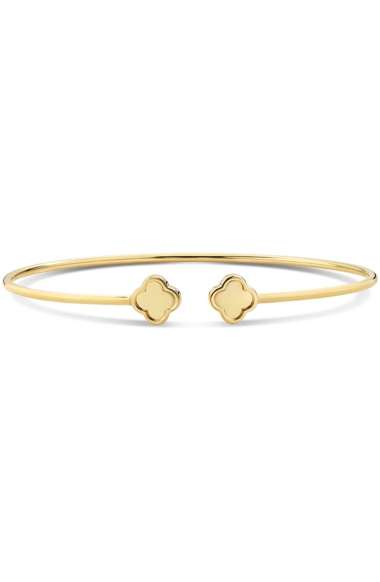 DEVATA Double Clover Bangle Bracelet in 14K Gold, Alternate, color, Yellow Gold