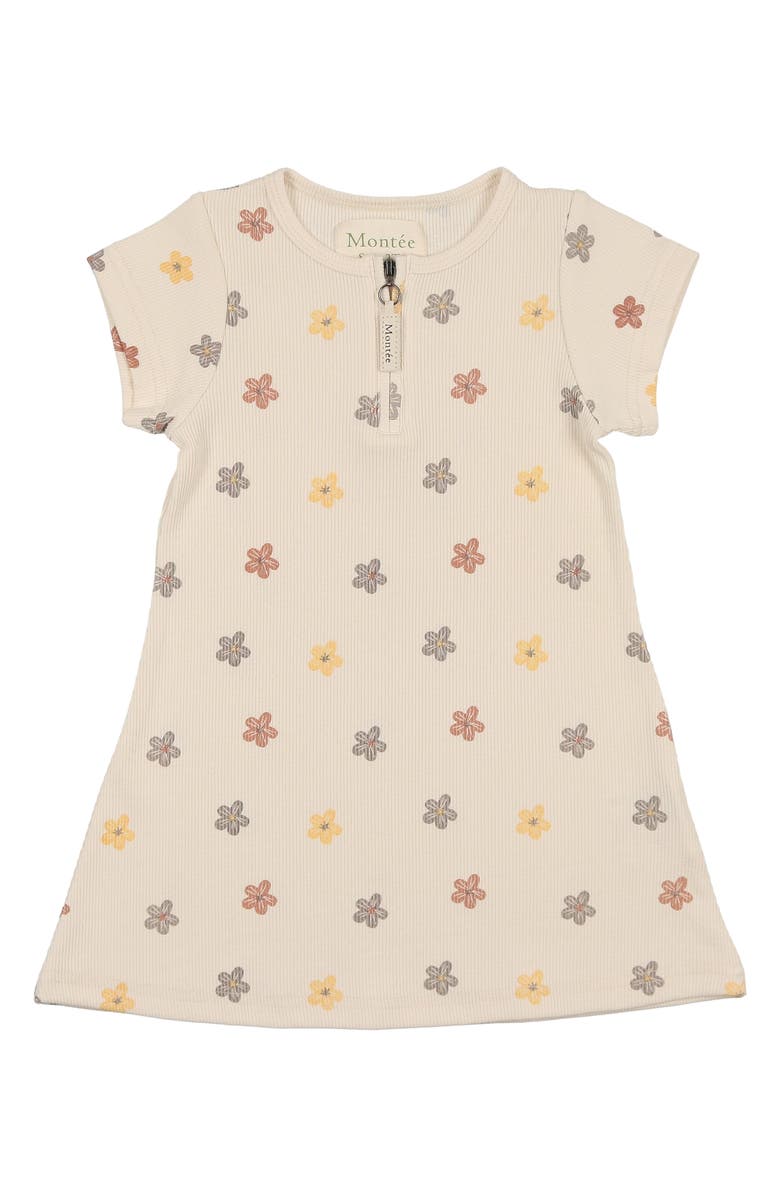 Manière Floral Ribbed Dress, Main, color, Beige