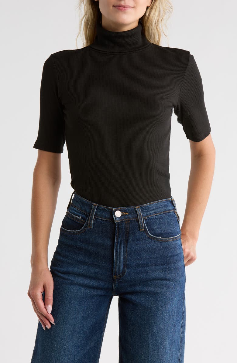 Theory Short Sleeve Turtleneck Knit Top, Main, color, Black - 001