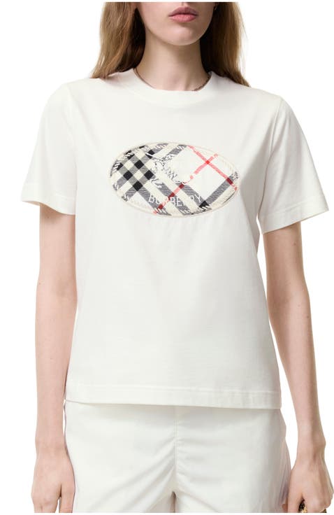 Check Knight Stamp Cotton T-shirt