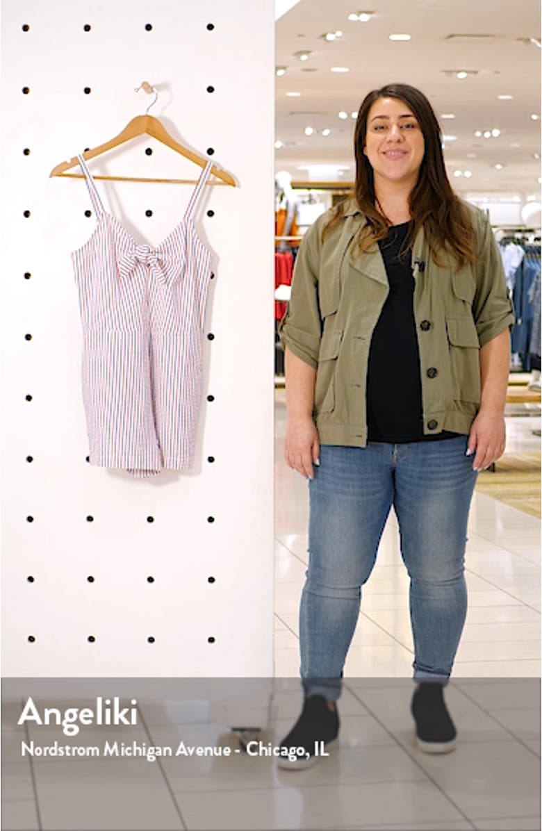 Firework Seersucker Tie Front Romper, sales video thumbnail