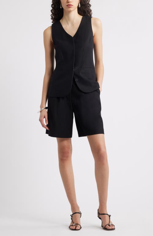Nordstrom Pleat Front Trouser Shorts In Black