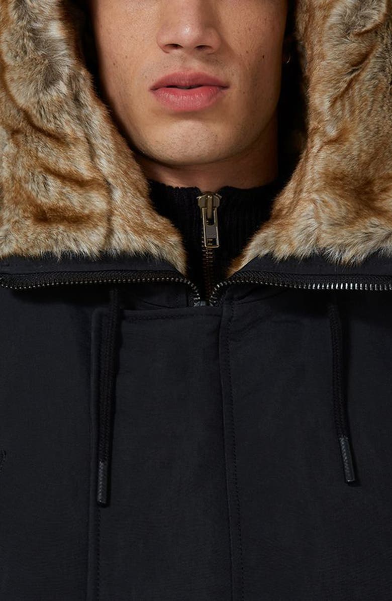 Topman Faux Fur Lined Parka, Alternate, color,