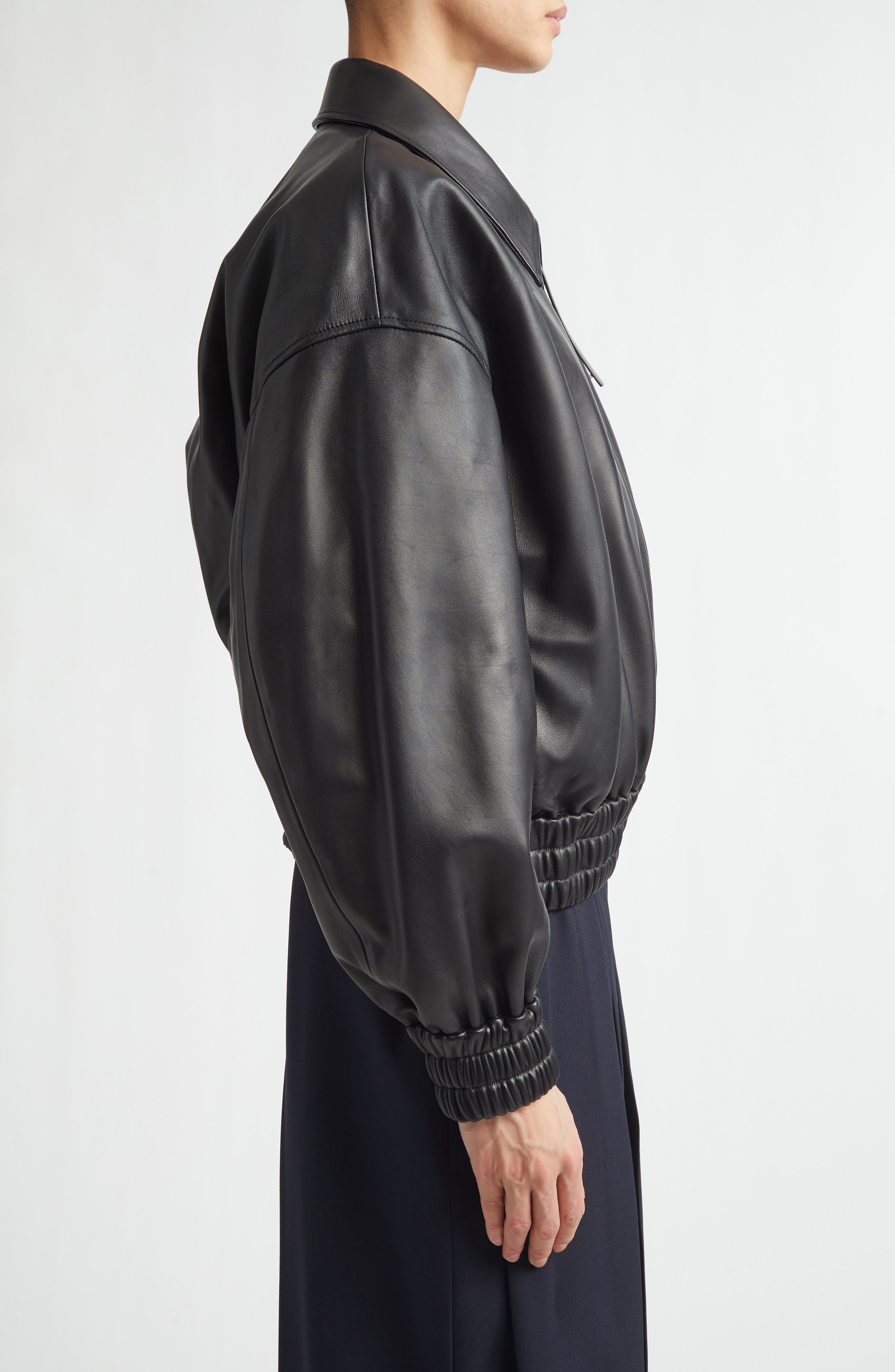 Boxy Sheepskin Leather Zip Blouson Jacket (Women) | Nordstrom
