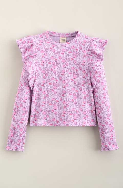 Kids' Ruffle Sleeve Rib Top