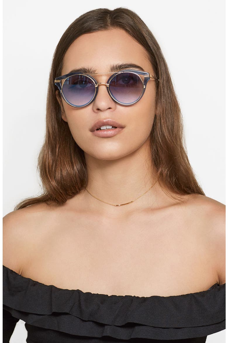Preston 51mm Gradient Round Sunglasses, Alternate, color, BLUE CLEAR/ INDIGO MIRROR