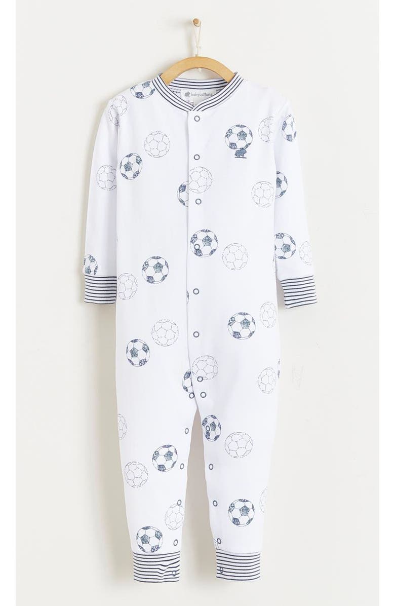 Babycottons Premium Peruvian Pima Cotton Soccer One-Piece Snug Pajamas For Infant, Alternate, color, Multicolor