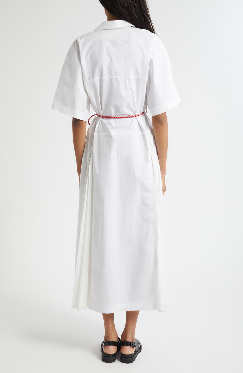 PLAN C Relaxed Belted Cotton Dress, Alternate, color, Optical White
