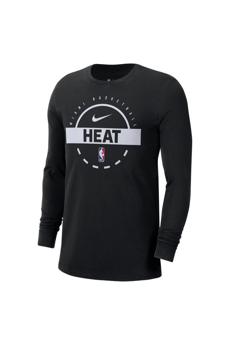Men's Nike  Black Miami Heat Authentic Long Sleeve Practice T-Shirt, Alternate, color, Black