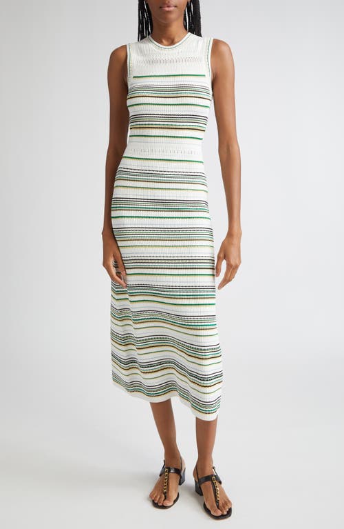 Veronica Beard Dawna Striped Open-knit Midi Dress In Multi
