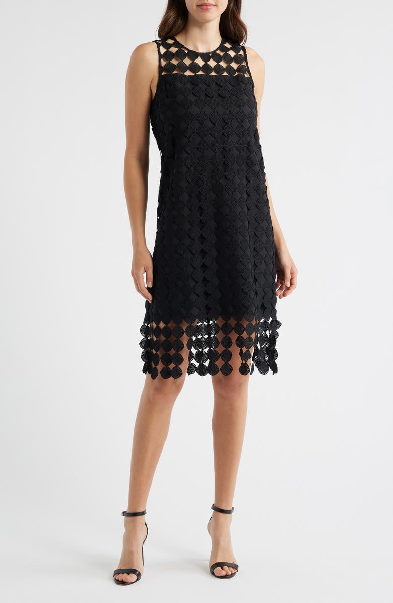 Anne Klein Fringe Embroidered Sleeveless Dress, Main, color, 