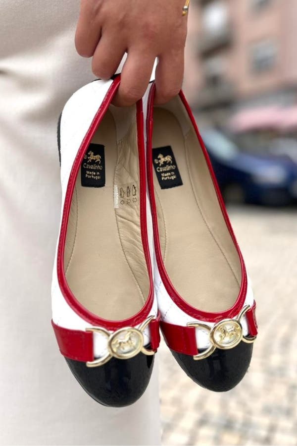 Sabrina Leather Flats 82, Alternate, color, Navy / White / Red